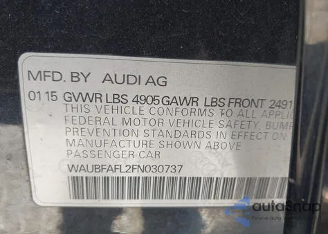 2015 Audi A4 2.0T Premium из США, поврежденный, VIN WAUBFAFL2FN030737